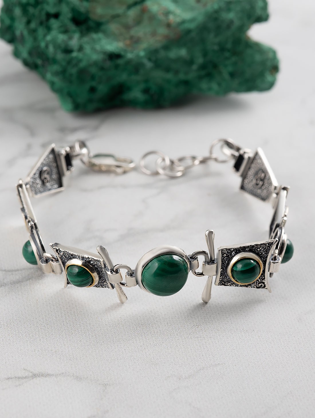 Srr1182z Малахит Браслет (Ag 925)
