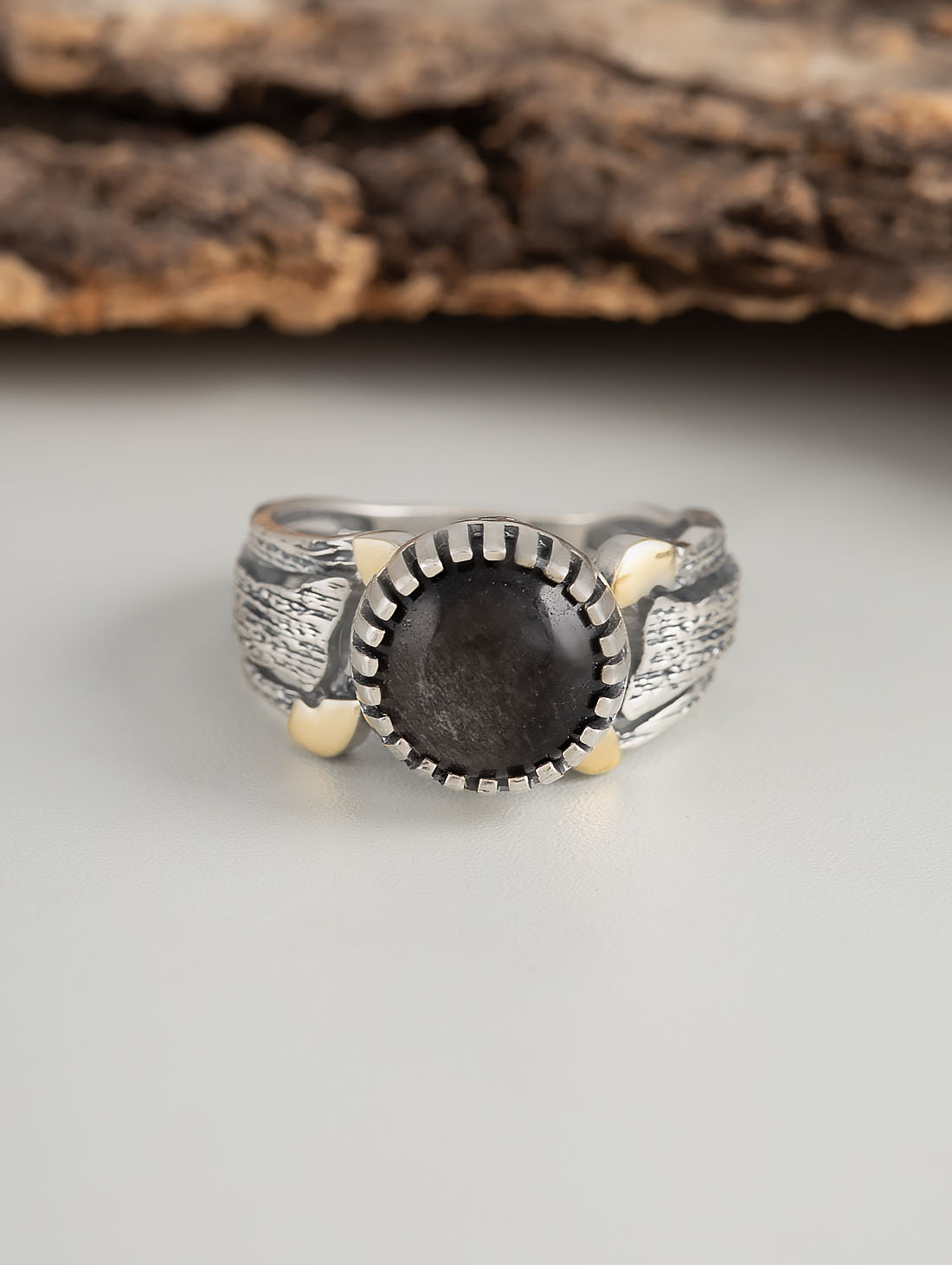 Rrr1504z Обсидиан Кольцо (Ag_925)