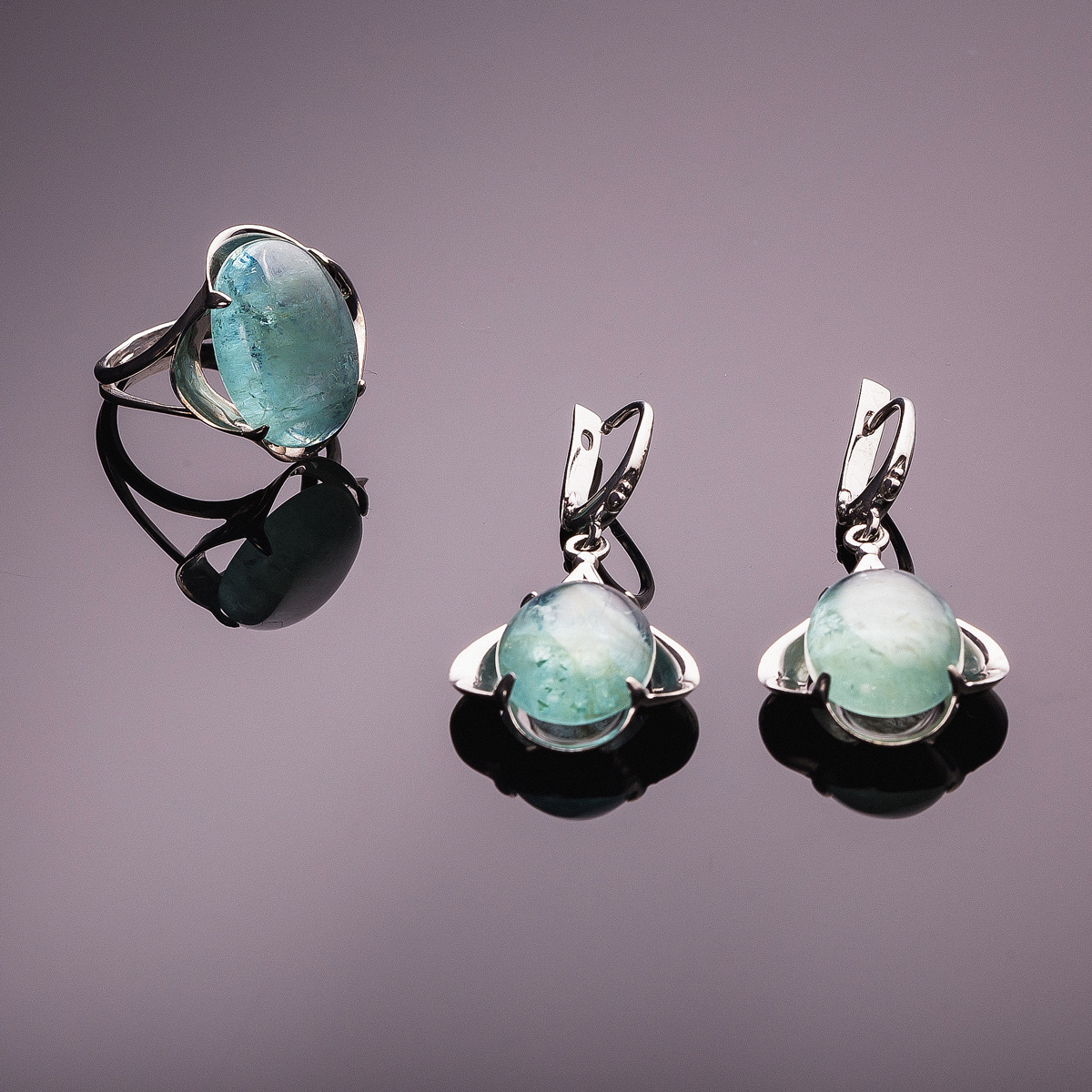 0429аква Кольцо (Ag 925)