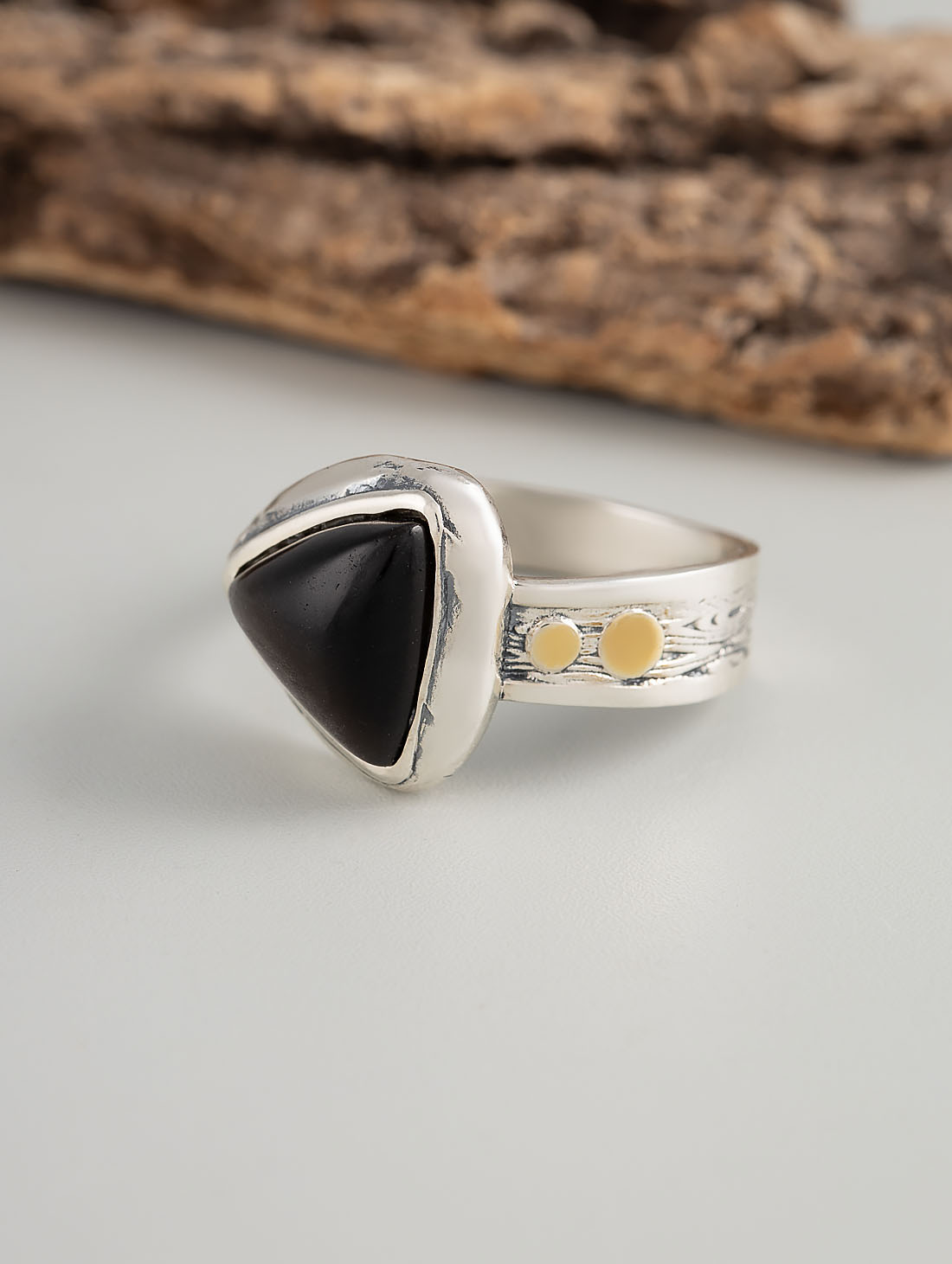 Rrr1268z Обсидиан Кольцо (Ag_925)