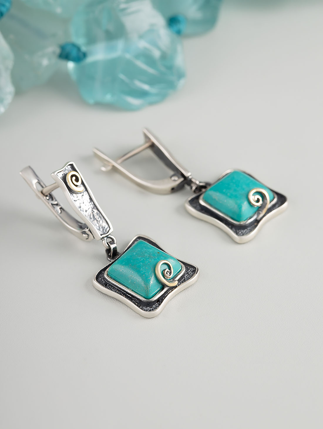 Err1331z Бирюза Серьги (Ag 925)