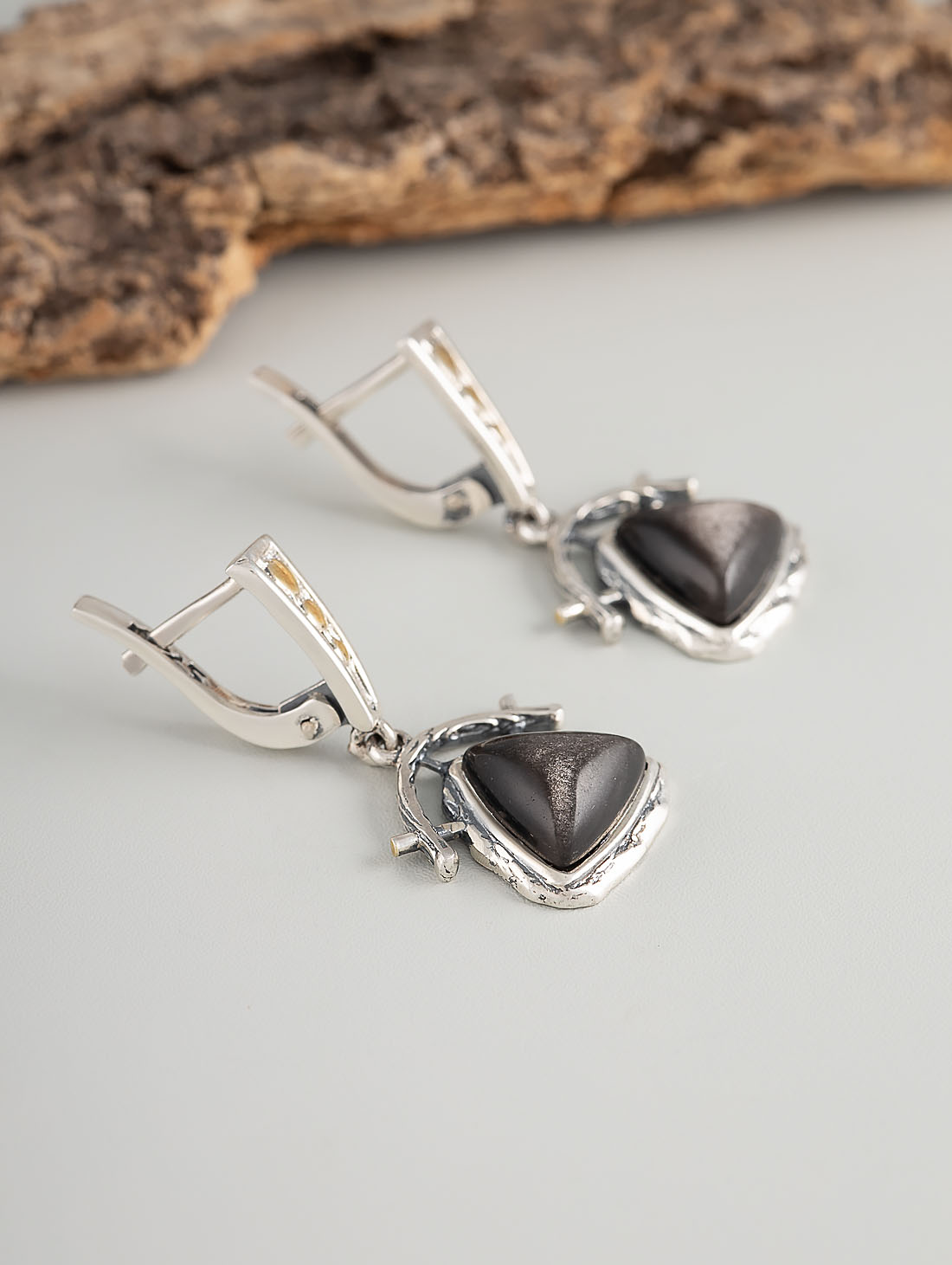 Err1268z Обсидиан Серьги (Ag_925)