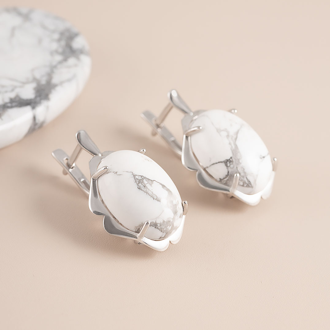 1575R Кахолонг Серьги (Ag 925)