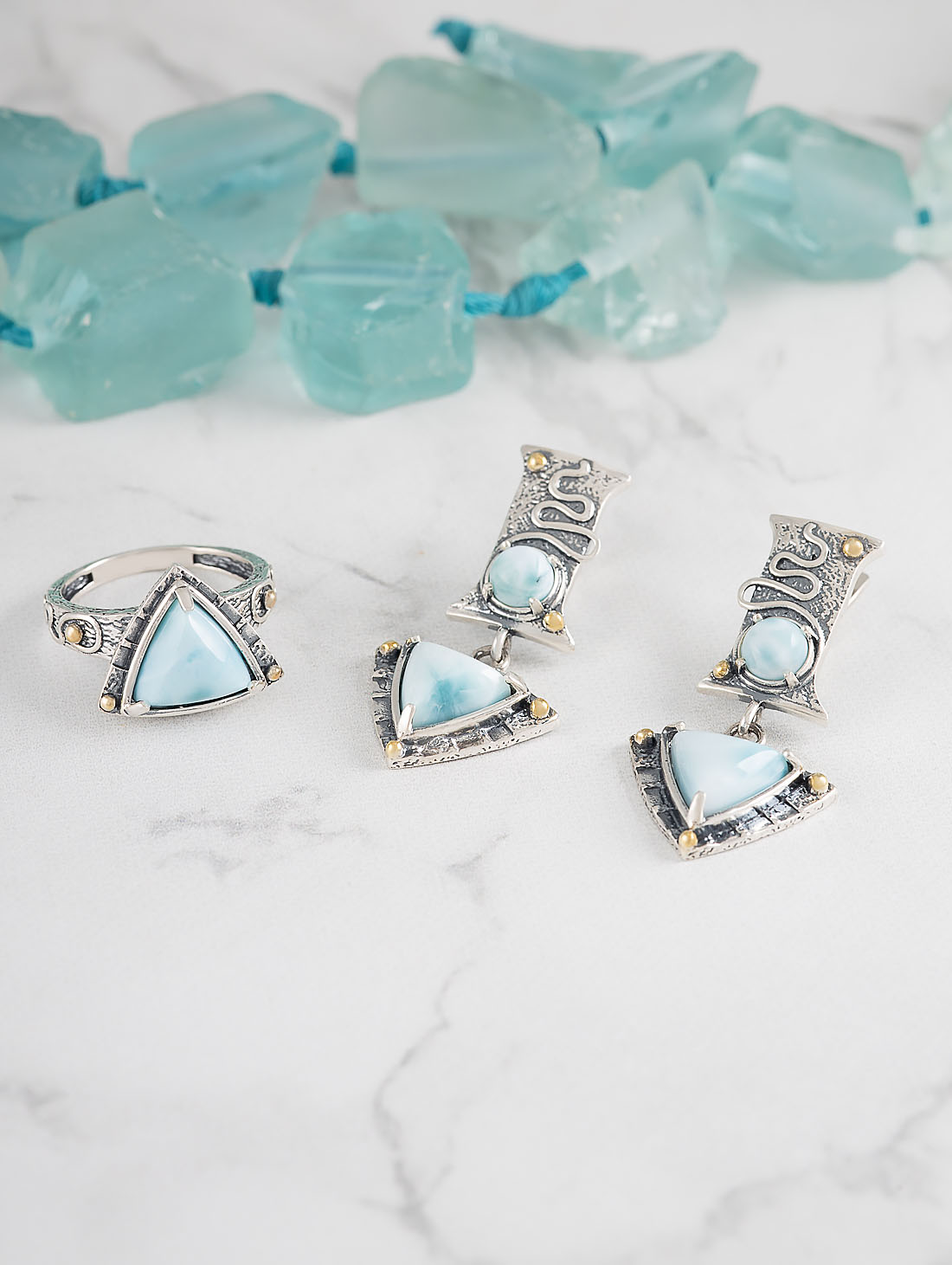 Err1507z Ларимар Серьги (Ag 925)