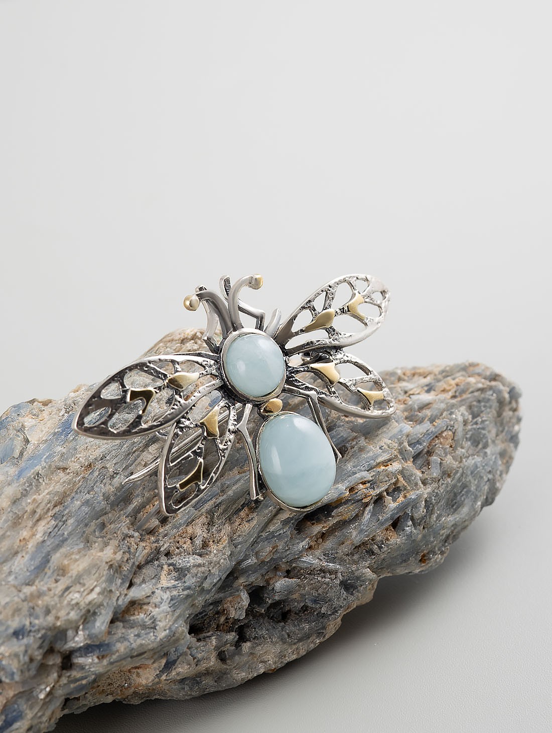 Brr1284z Аквамарин Брошь (Ag 925)