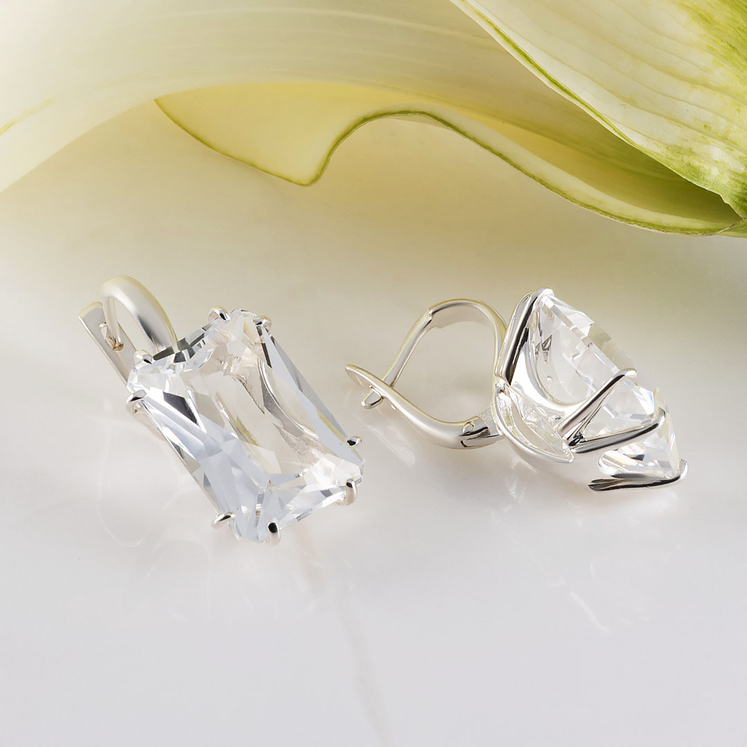1469R Хрусталь Серьги (Ag 925)