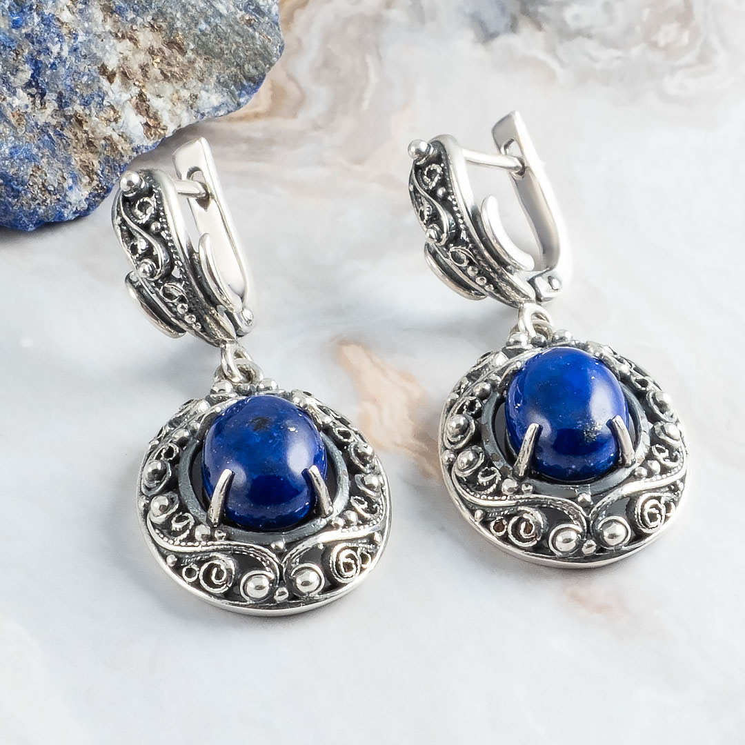 1222 Лазурит Серьги (Ag 925)
