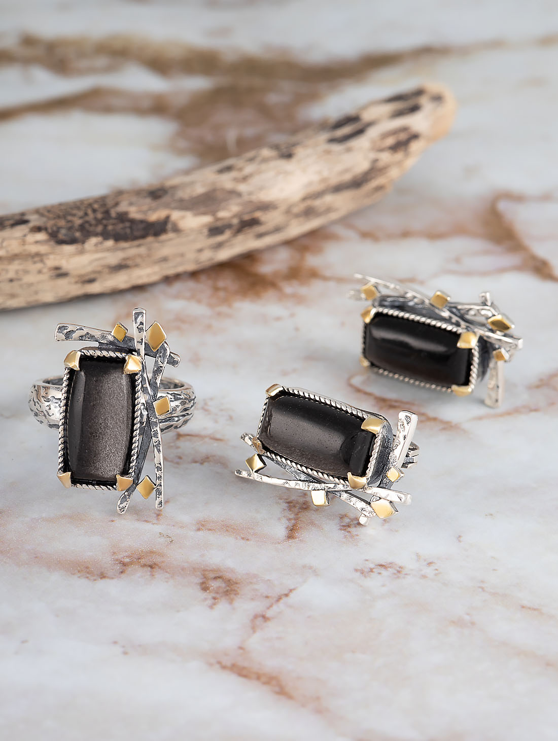 Err1456z Обсидиан Серьги (Ag 925)