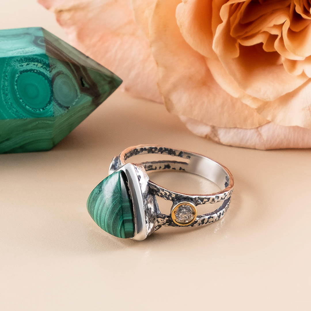 Rrr1254z Малахит Кольцо (Ag_925)