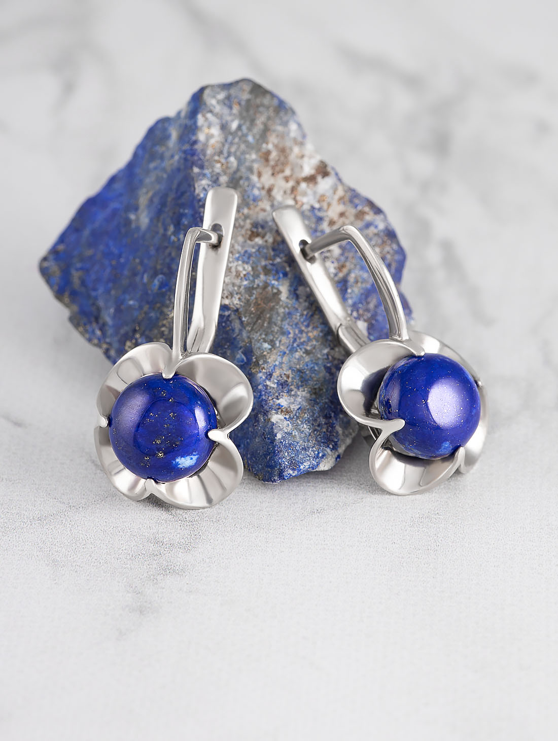 1271R Лазурит Серьги (Ag 925)