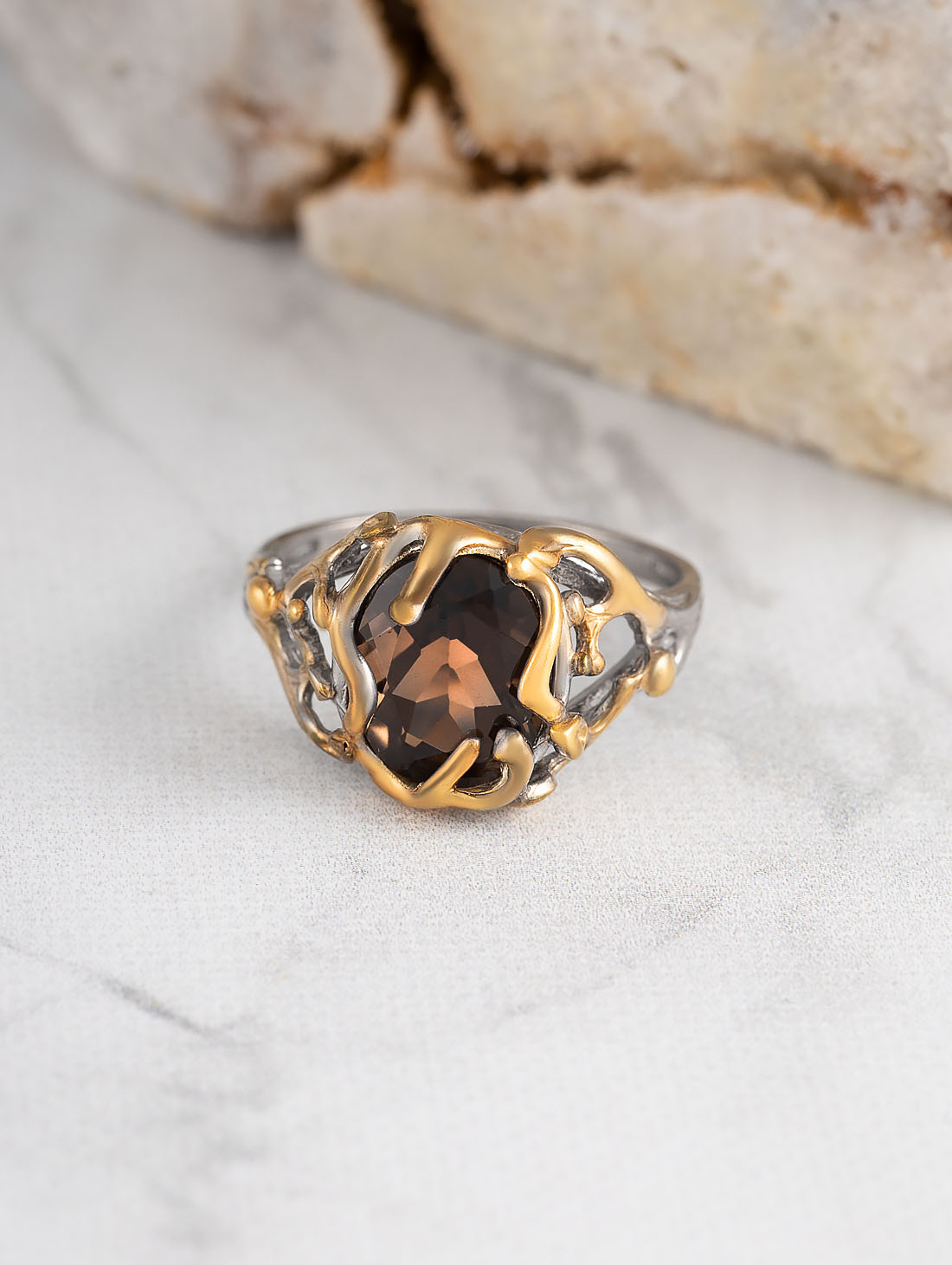 0603R Раухтопаз Кольцо (Ag 925)