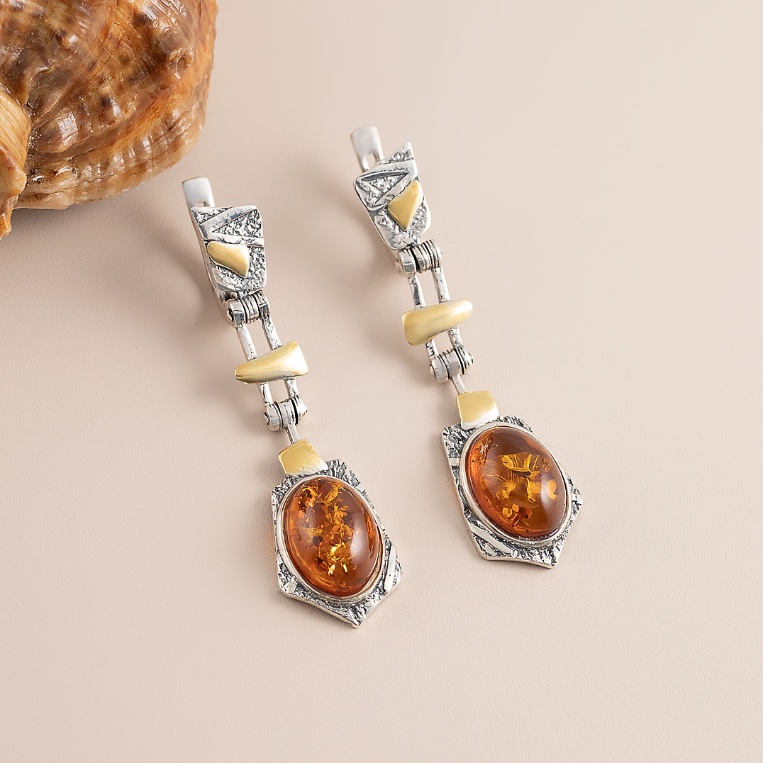 Err1189z Янтарь Серьги (Ag 925)