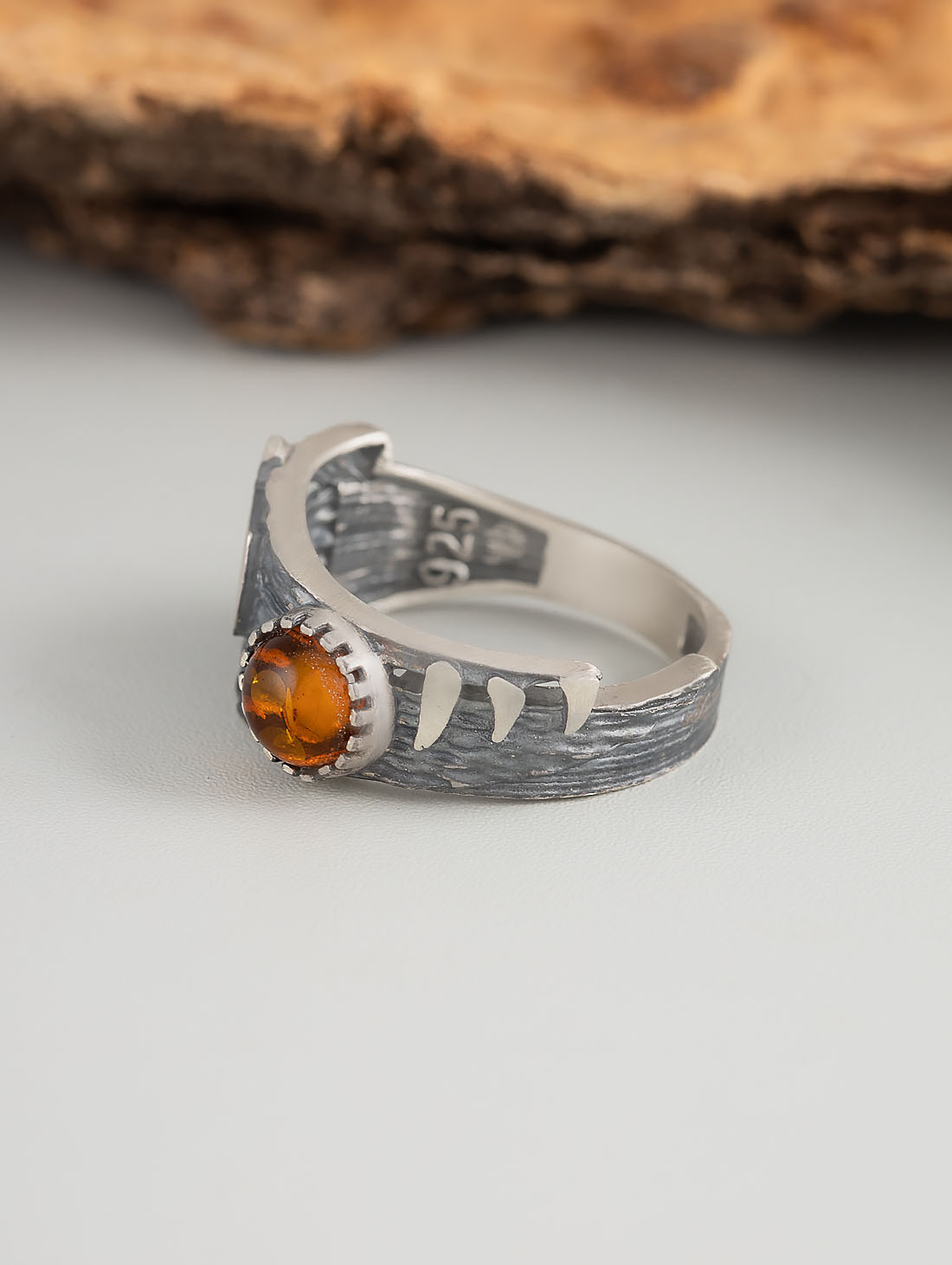 Rrr1498 Янтарь Кольцо (Ag 925)