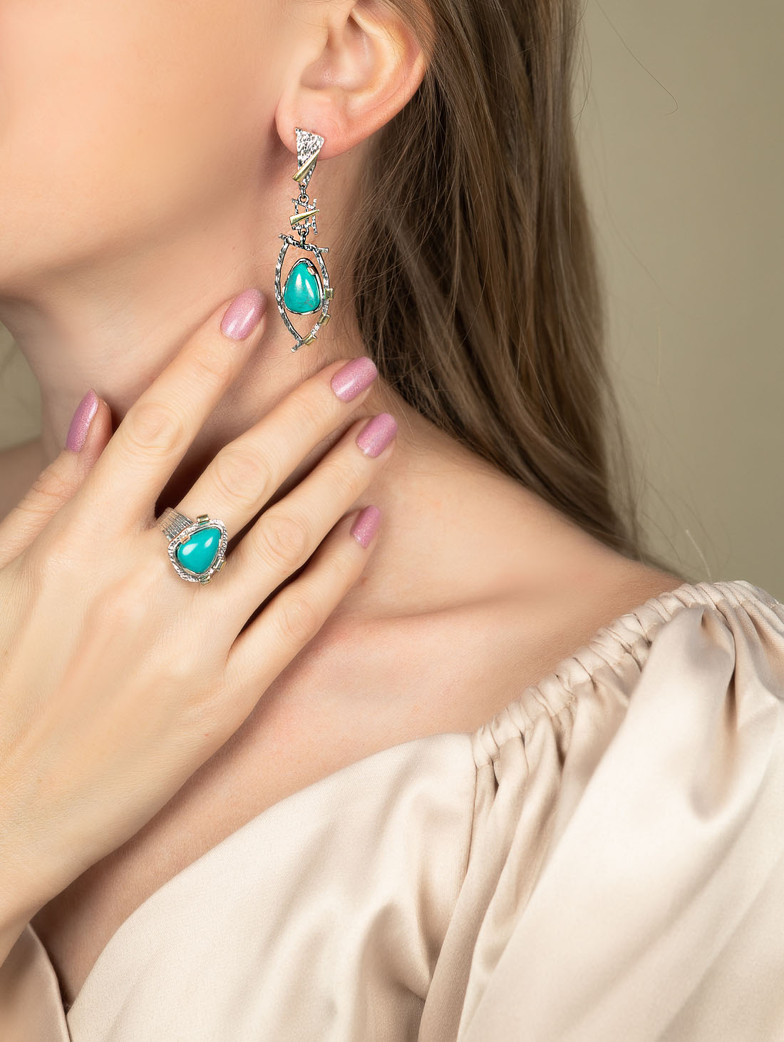 Err1462z Бирюза Серьги (Ag 925)