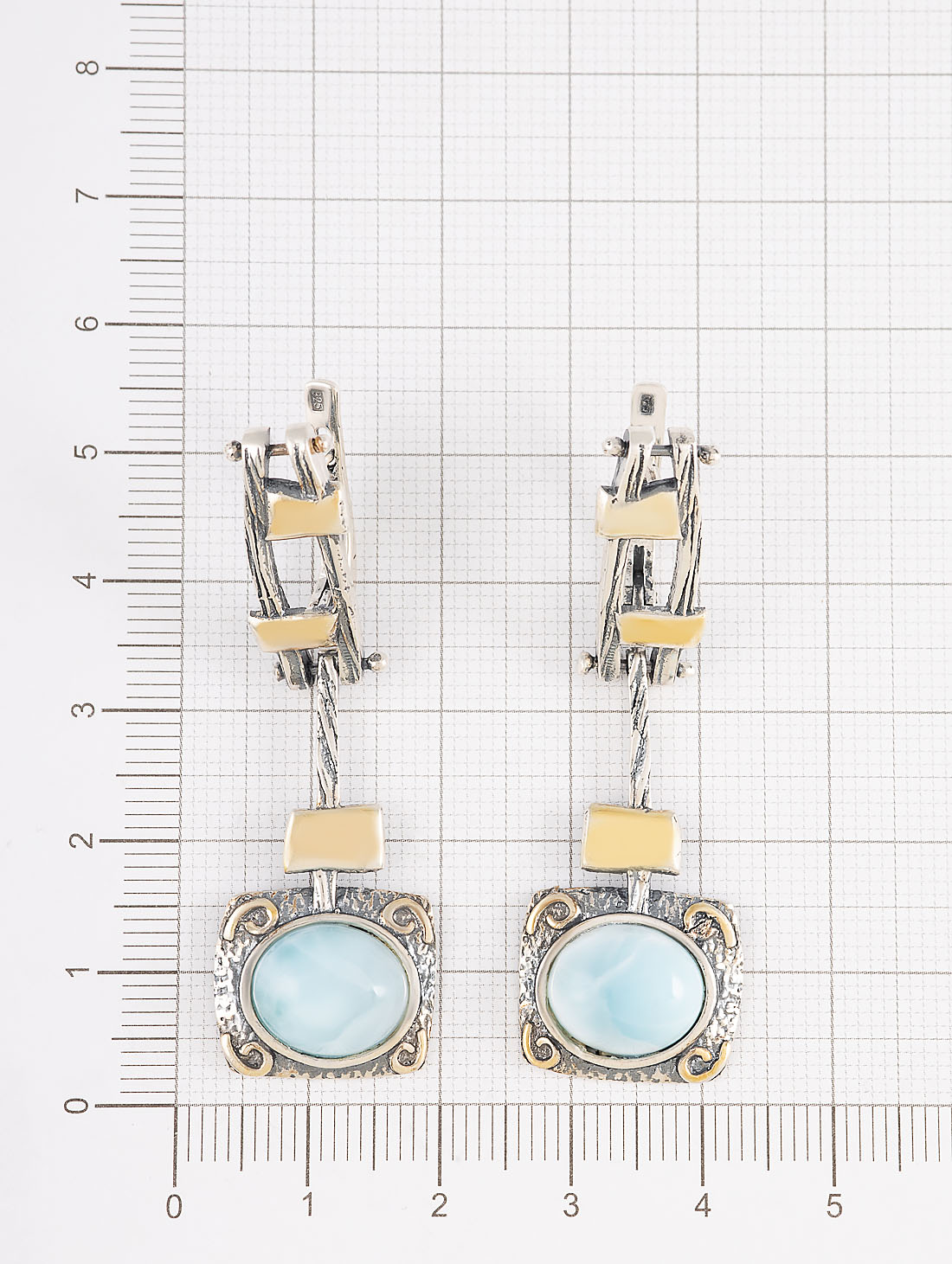 Err1157z Ларимар Серьги (Ag 925)