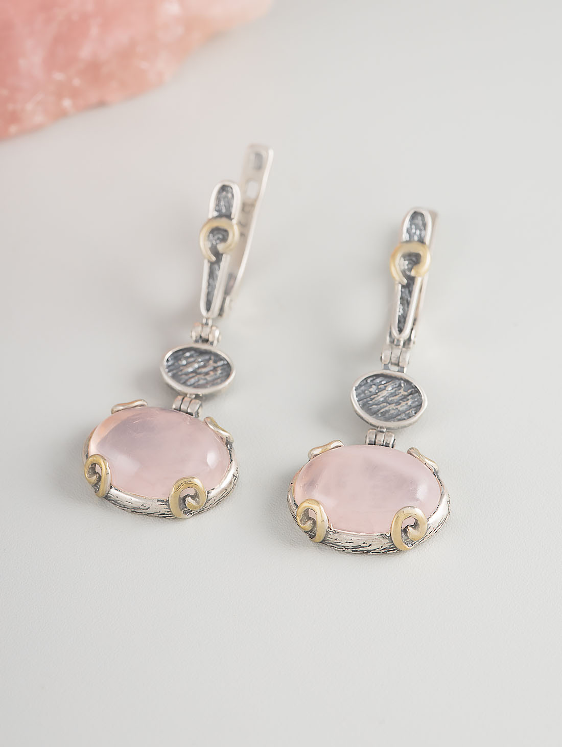 Err1297z Роз.кварц Серьги (Ag 925)