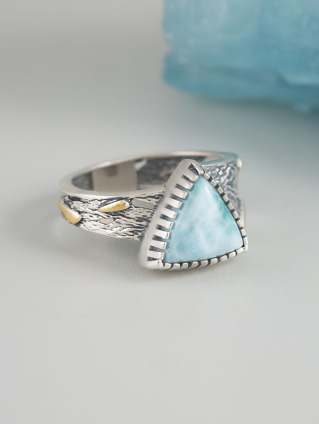 Rrr1495z Ларимар Кольцо (Ag 925)