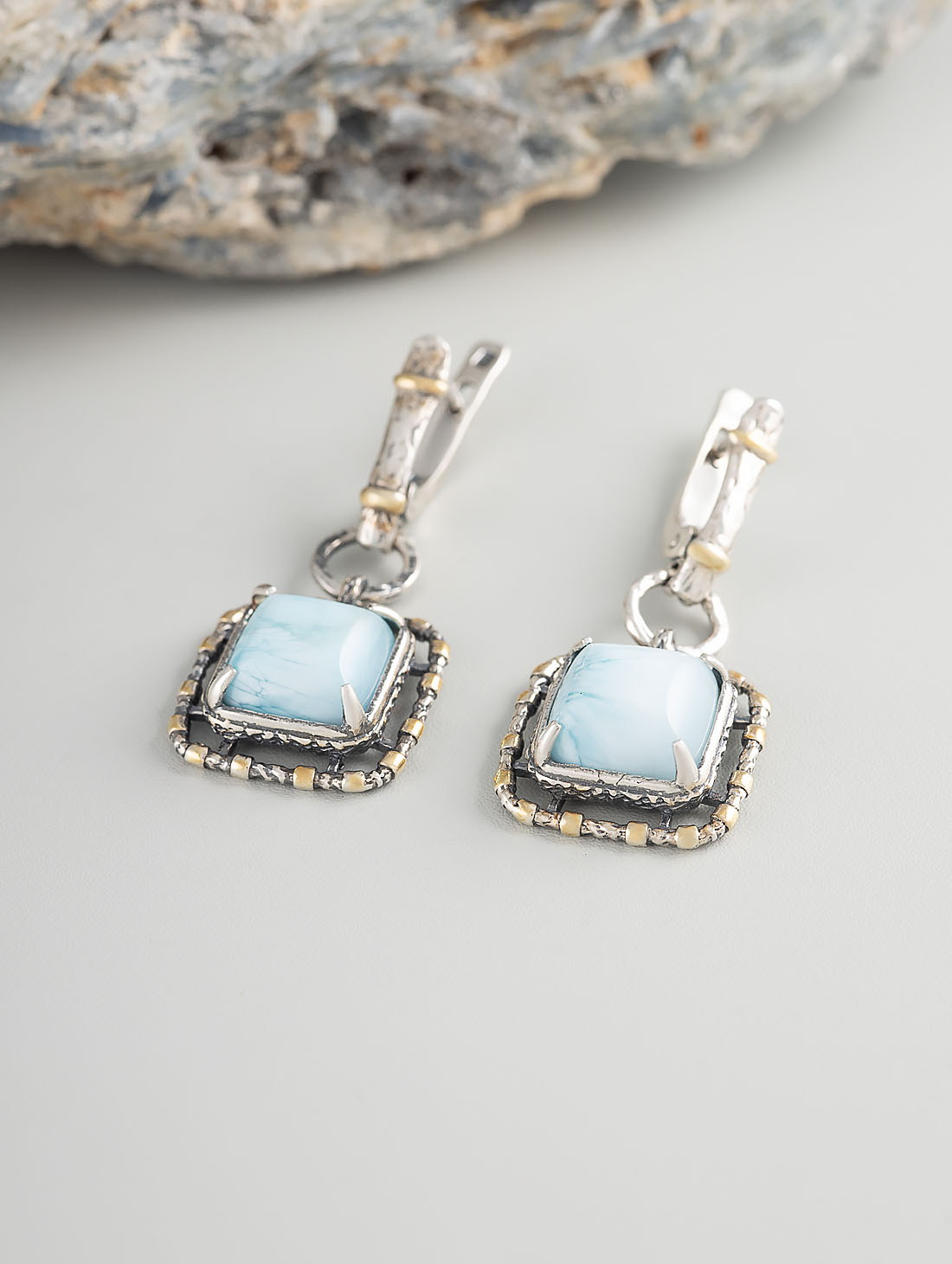 Err1324z Ларимар Серьги (Ag 925)