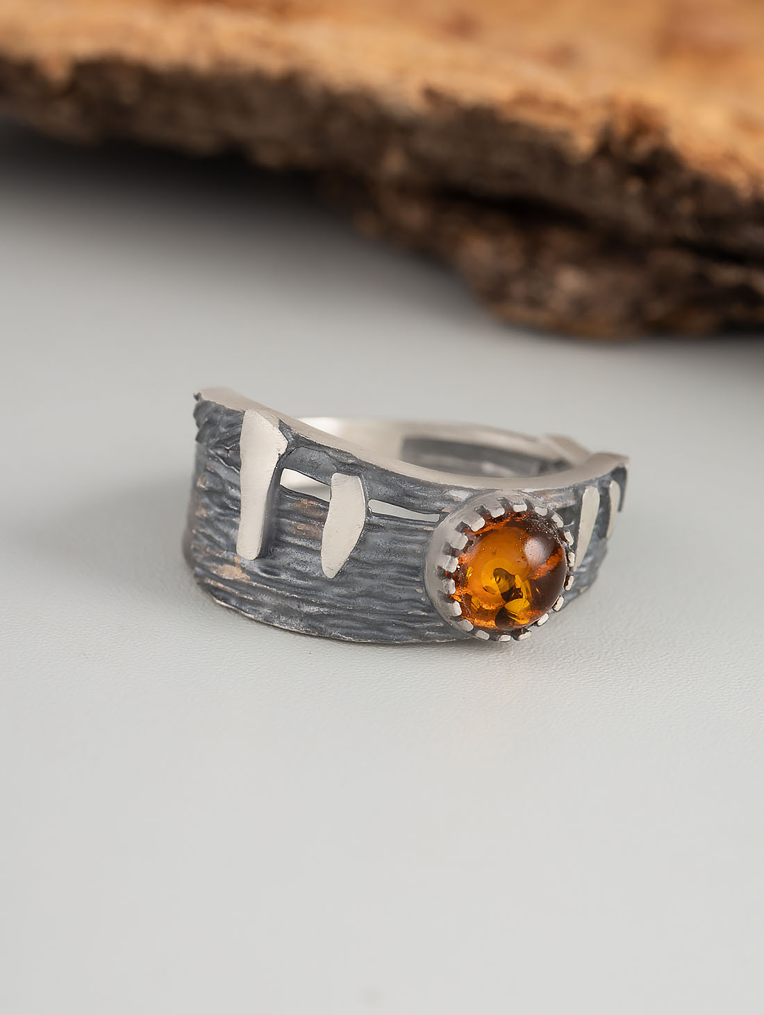 Rrr1498 Янтарь Кольцо (Ag 925)
