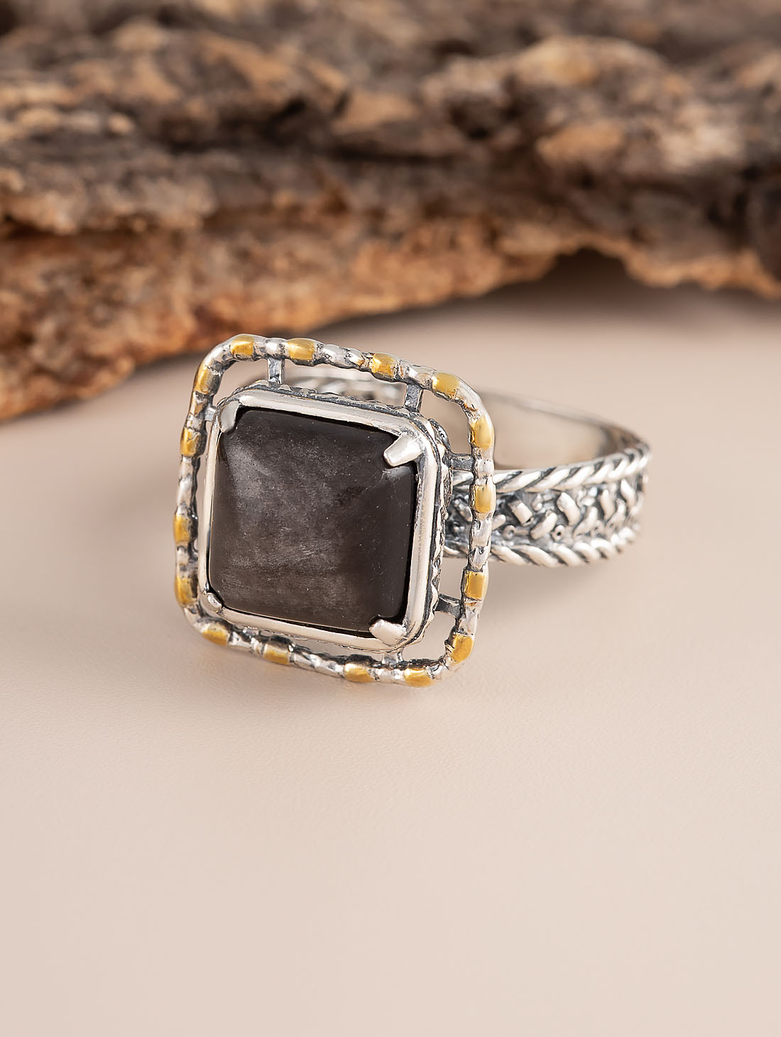 Rrr1324z Обсидиан Кольцо (Ag_925)