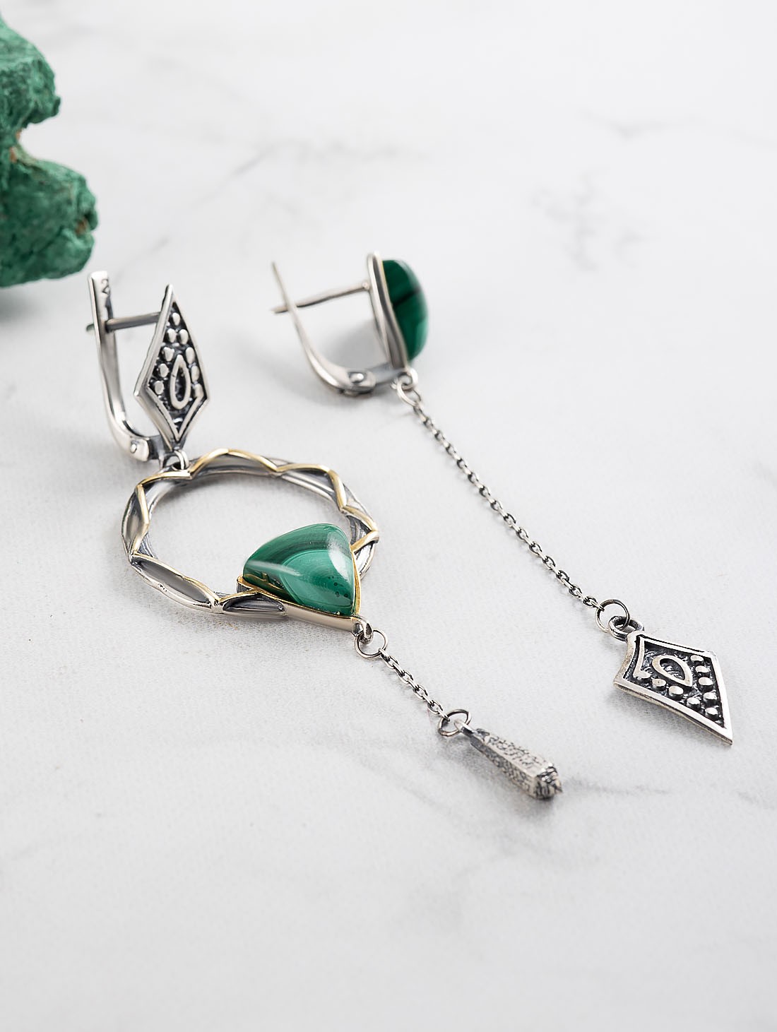 Err1199z Малахит Серьги (Ag_925)