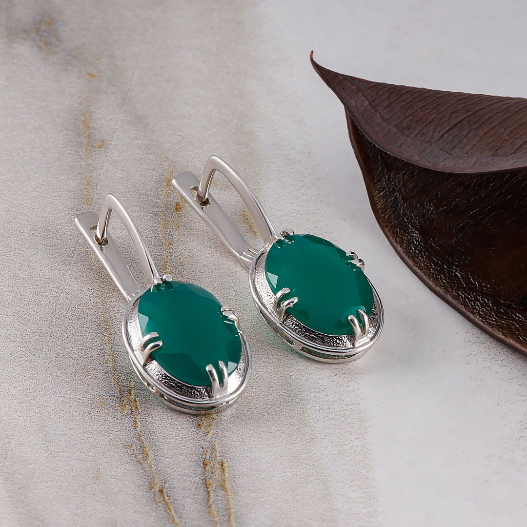 1234R Агат Серьги (Ag 925)