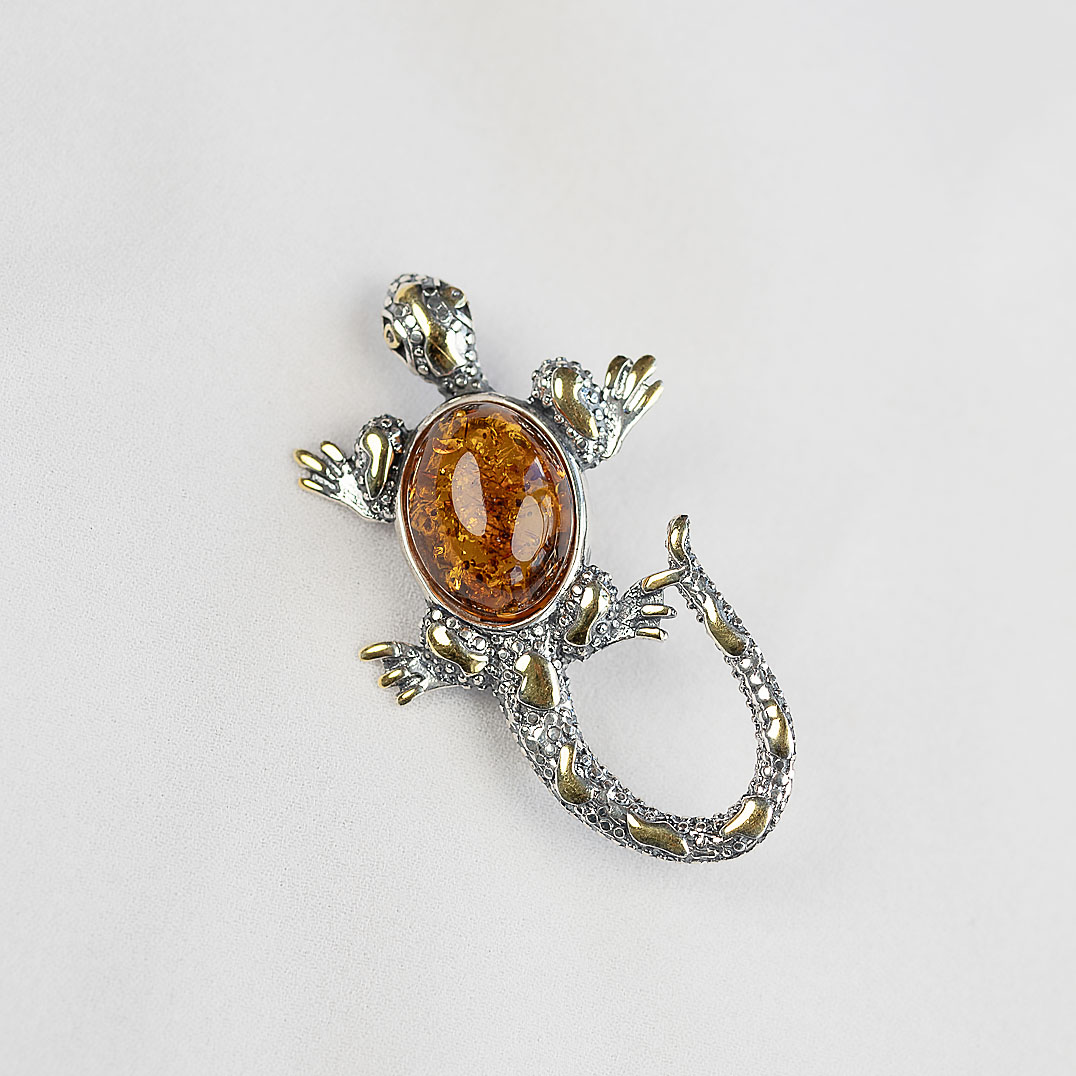 Brr1264z Янтарь Брошь (Ag 925)