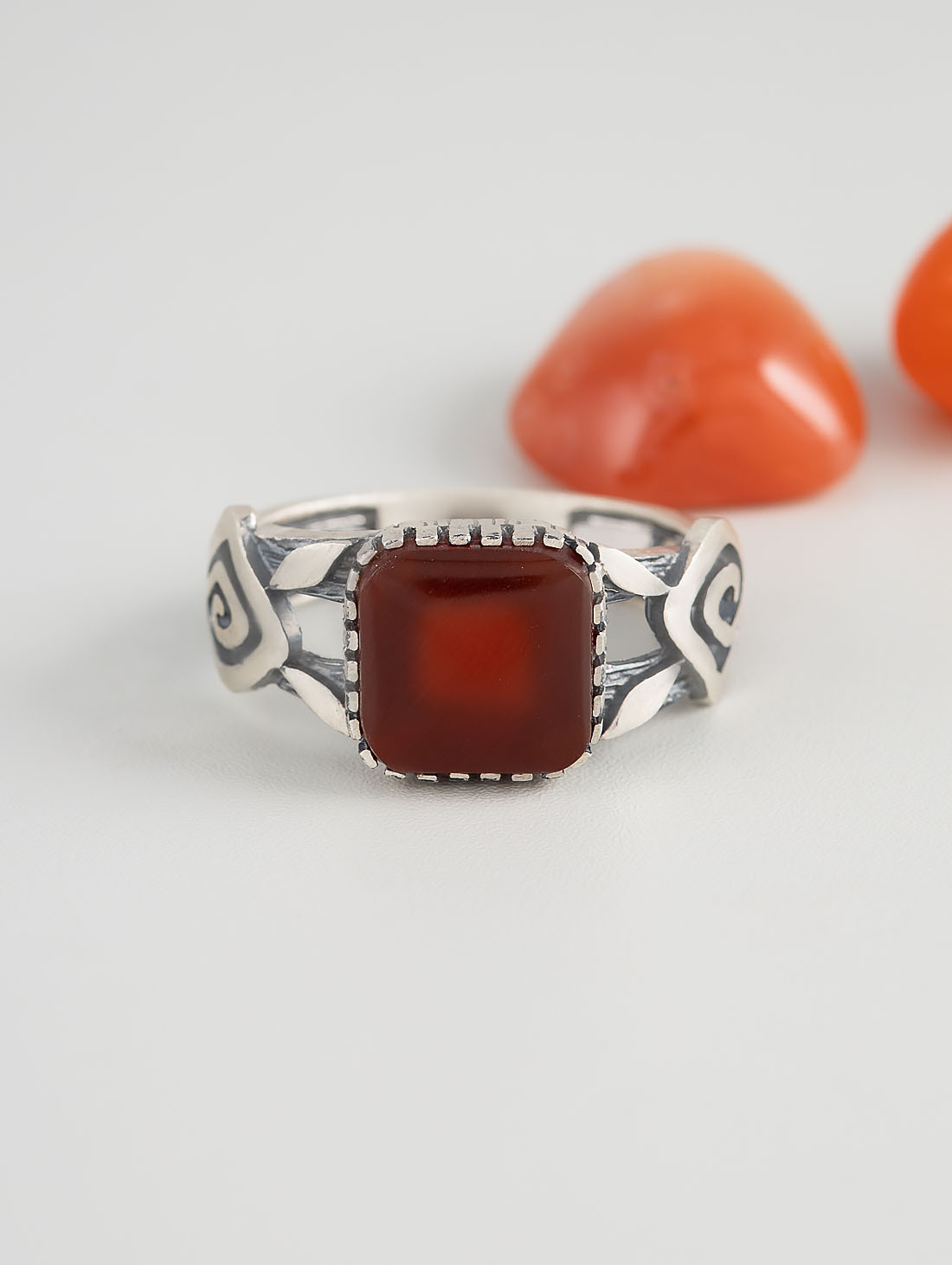 Rrr1496 Сердолик Кольцо (Ag_925)