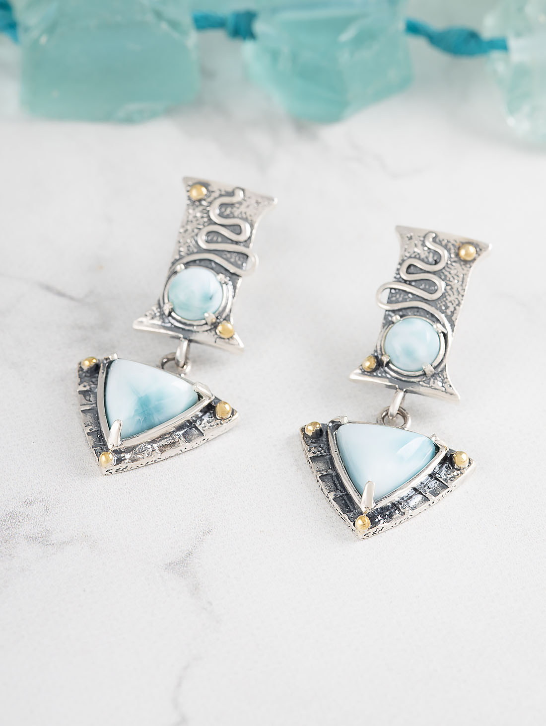 Err1507z Ларимар Серьги (Ag 925)