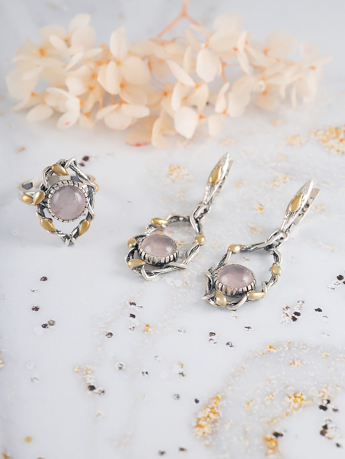 Err1476z Роз.кварц Серьги (Ag 925)