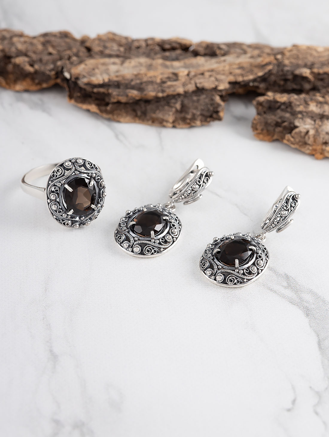 1222 Раухтопаз Серьги (Ag 925)