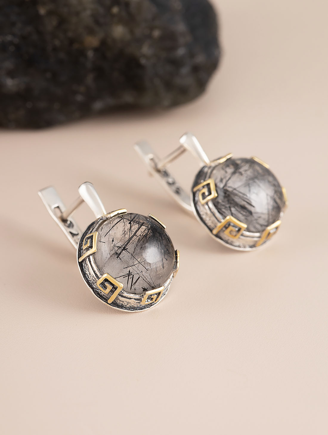 Err1300z Рутил черн Серьги (Ag 925)