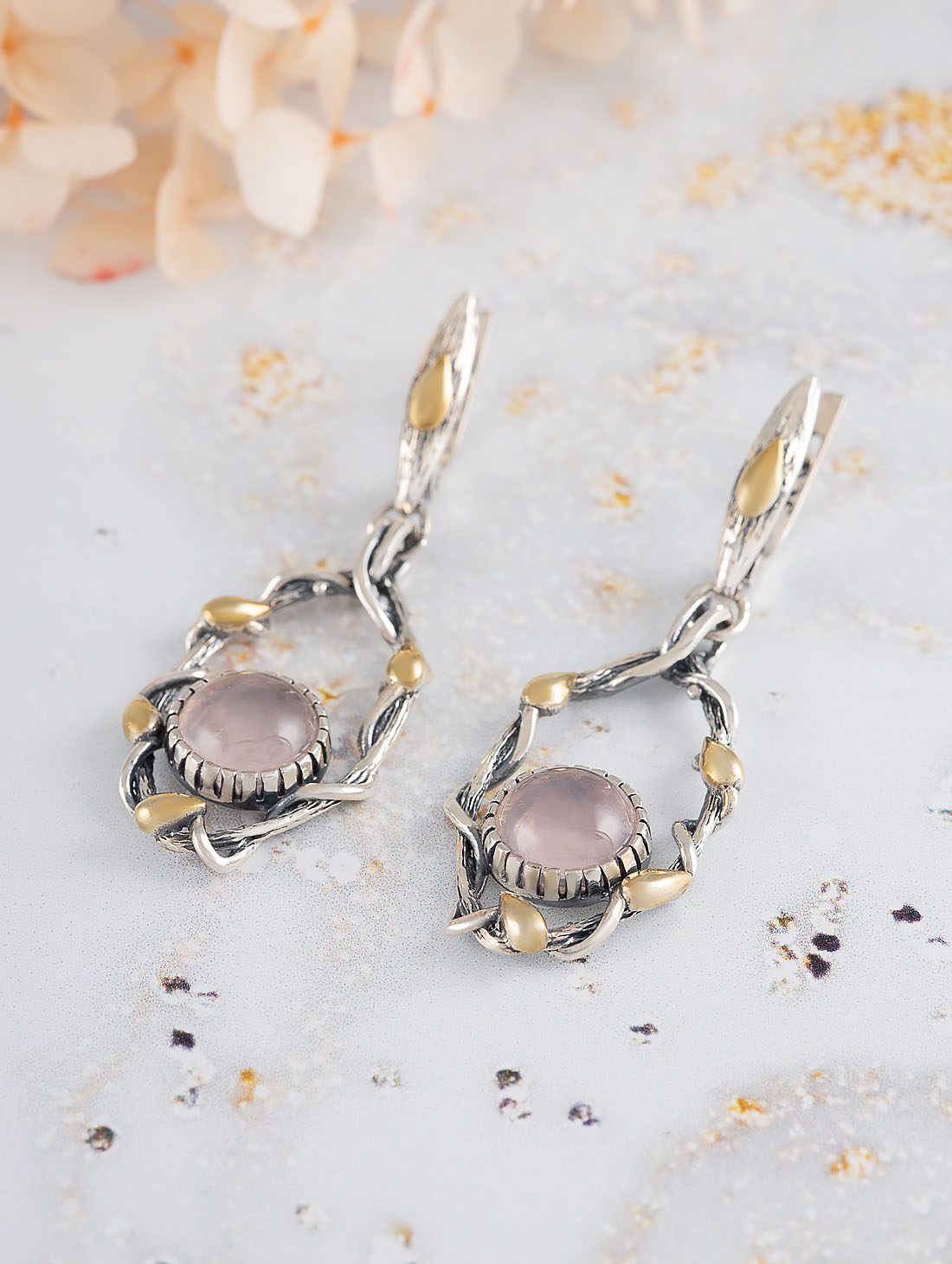 Err1476z Роз.кварц Серьги (Ag 925)