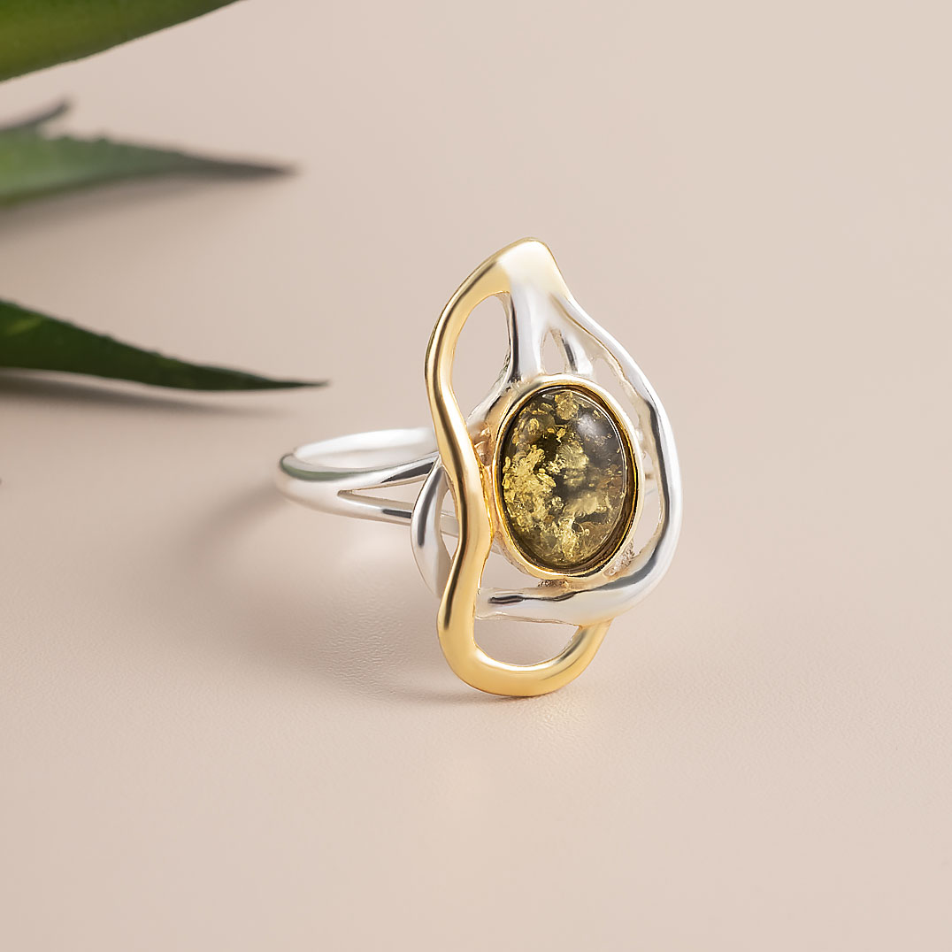 811275 зел Кольцо (Ag 925)