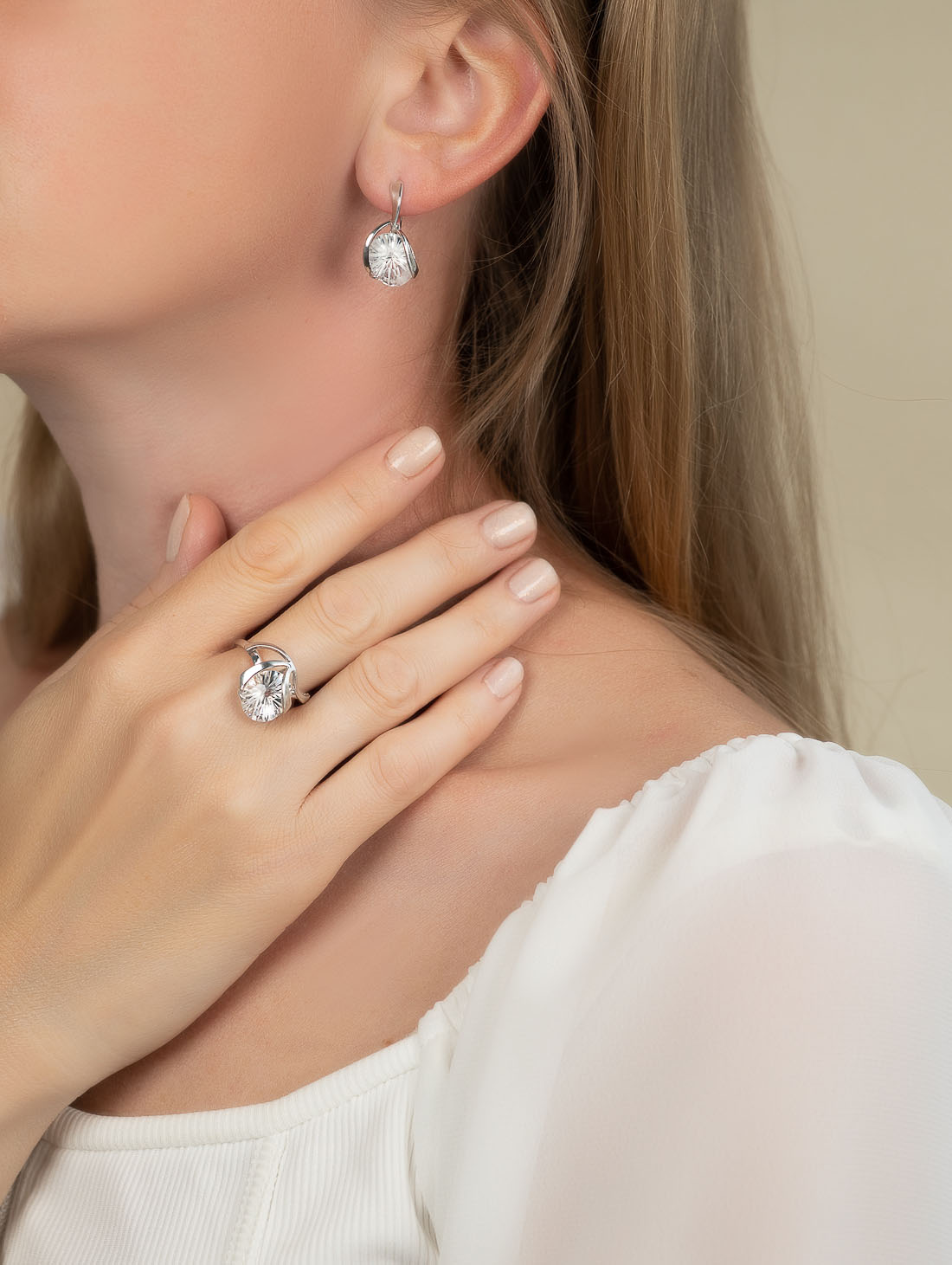 1418R Хрусталь Серьги (Ag 925)