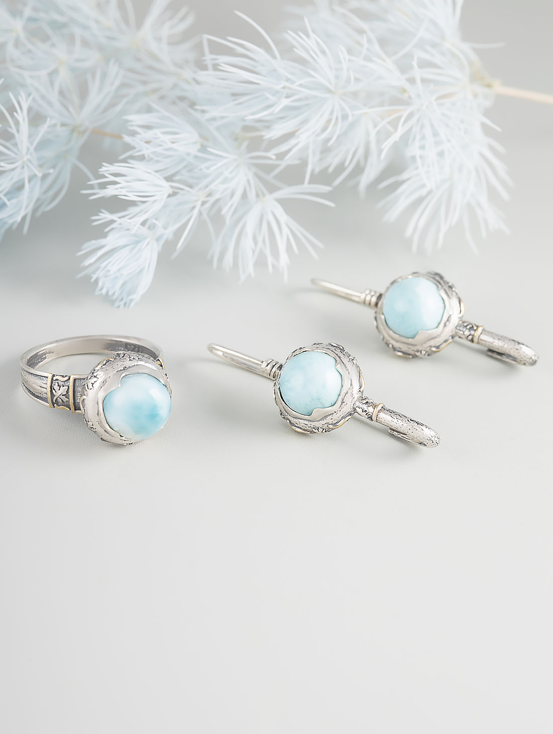 Err1346z Ларимар Серьги (Ag 925)