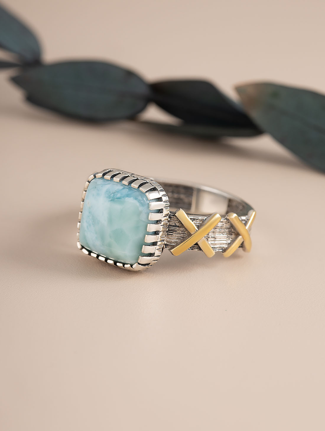 Rrr1506z Ларимар Кольцо (Ag 925)