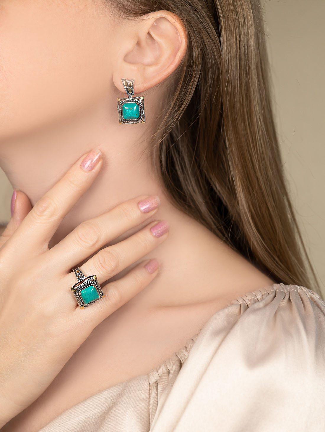 Rrr1340z Бирюза Кольцо (Ag 925)