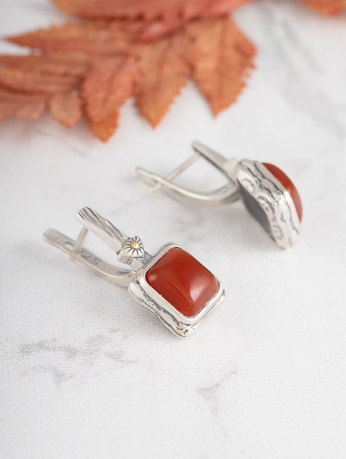 Err1260z Сердолик Серьги (Ag 925)