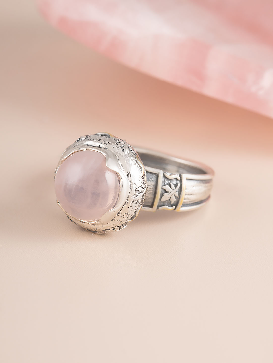 Rrr1346z Роз.кварц Кольцо (Ag 925)