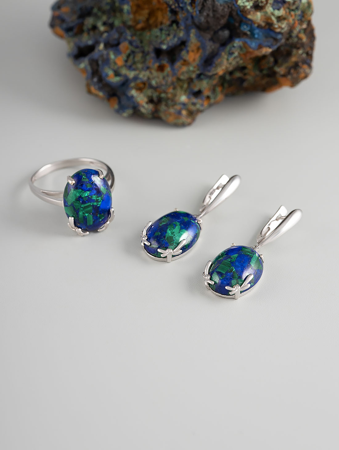 1556R Азурит Серьги (Ag 925)