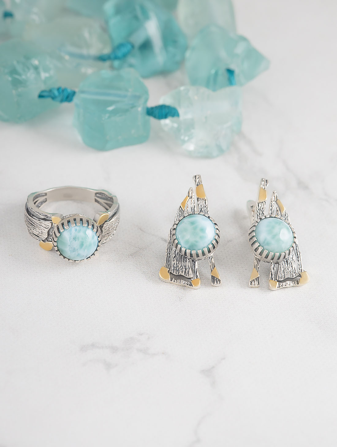 Err1504z Ларимар Серьги (Ag 925)