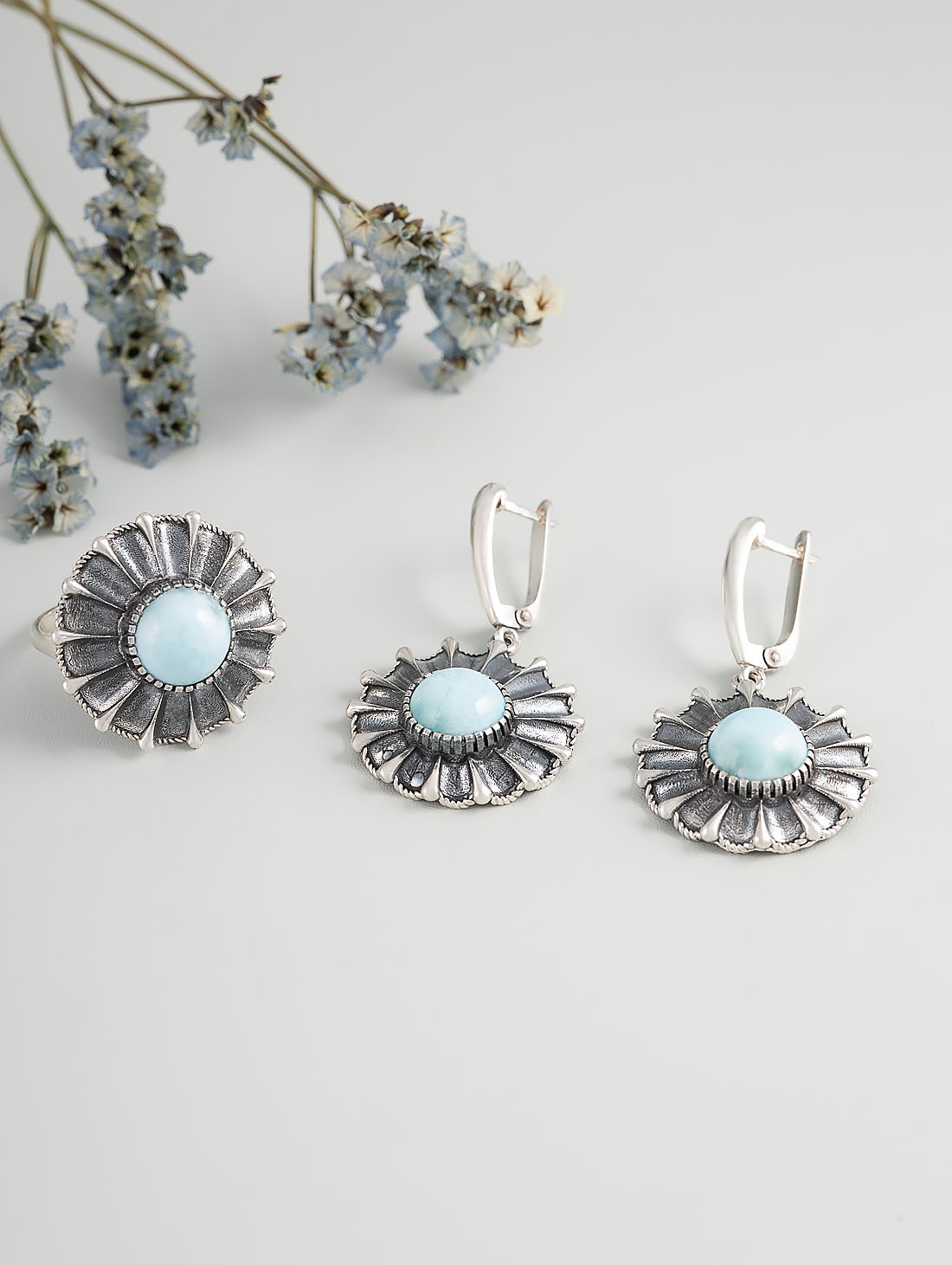 Err1478z Ларимар Серьги (Ag 925)