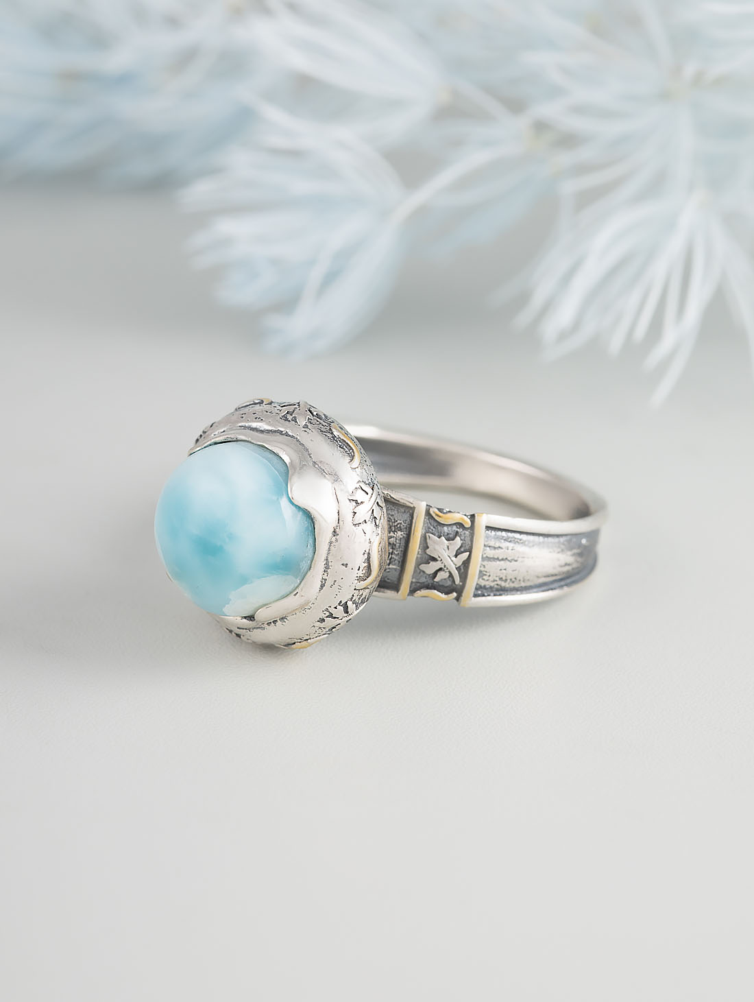 Rrr1346z Ларимар Кольцо (Ag 925)