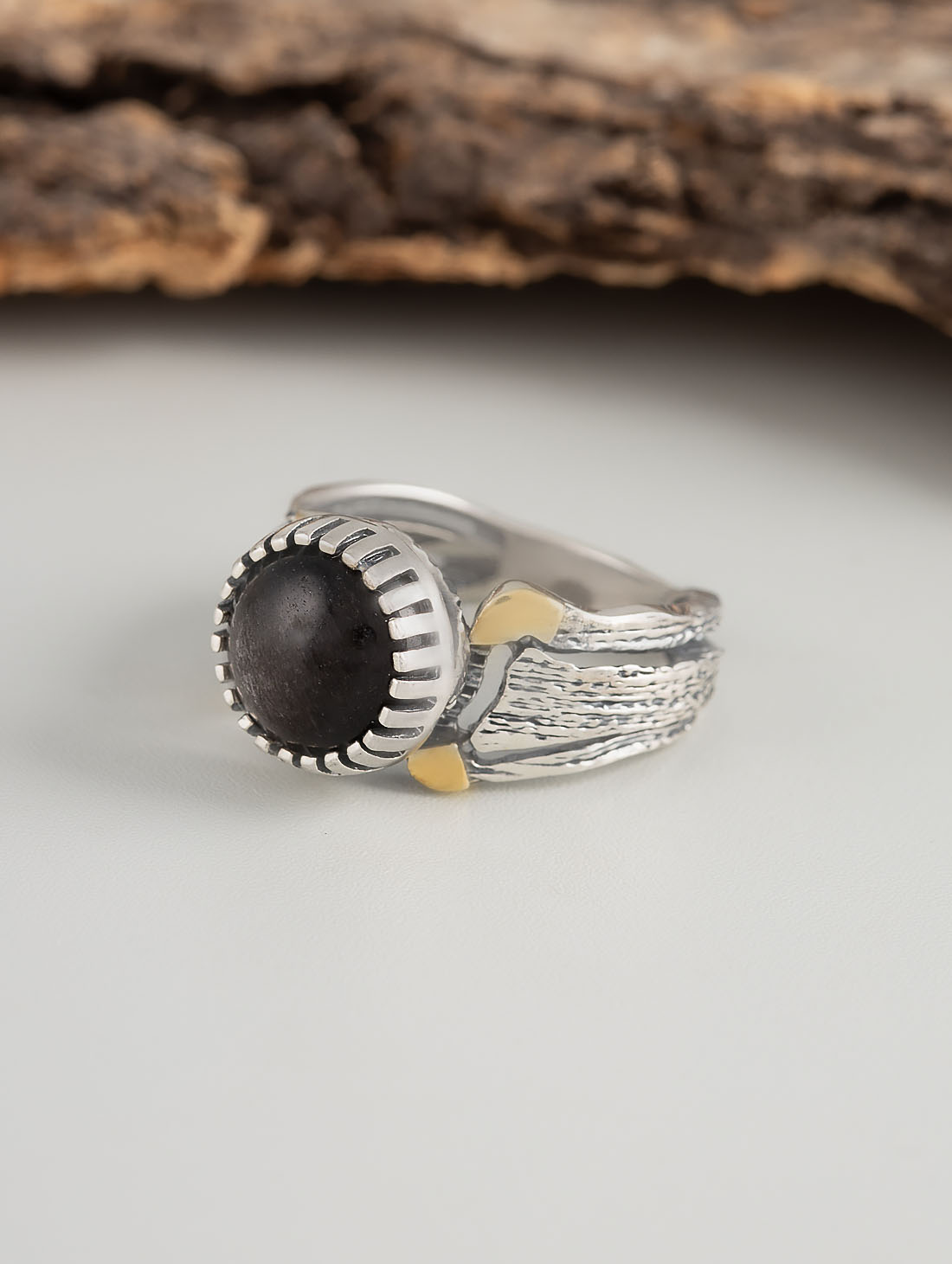 Rrr1504z Обсидиан Кольцо (Ag_925)