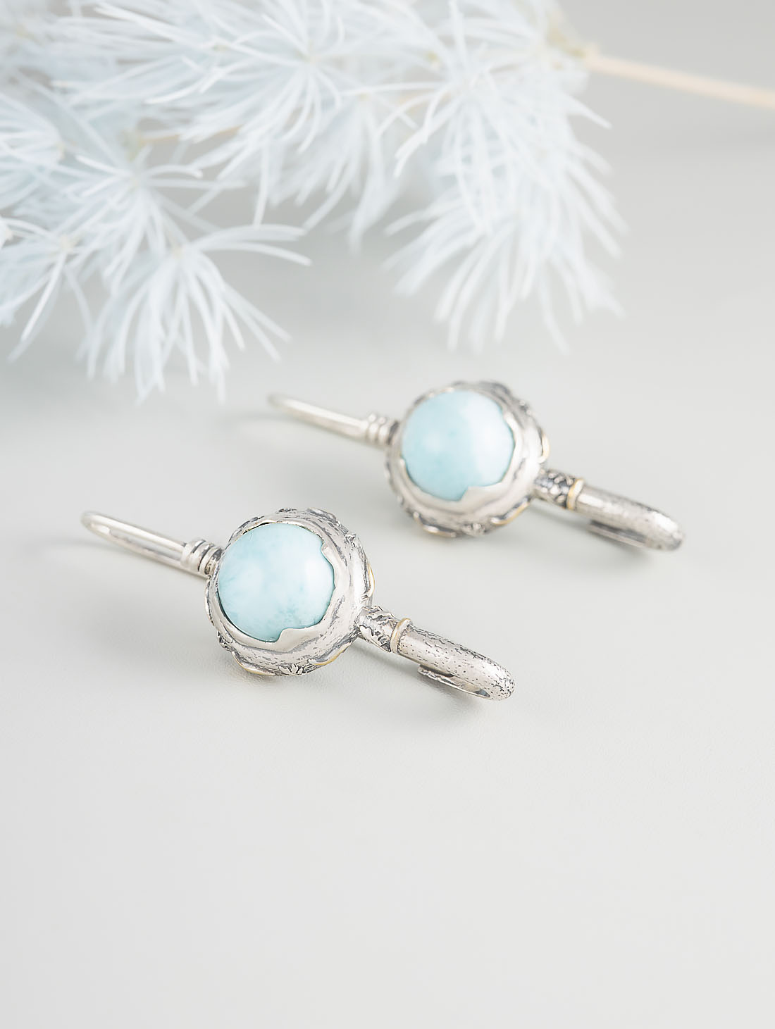 Err1346z Ларимар Серьги (Ag 925)