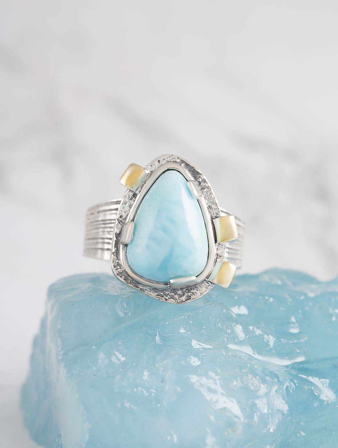 Rrr1462z Ларимар Кольцо (Ag 925)