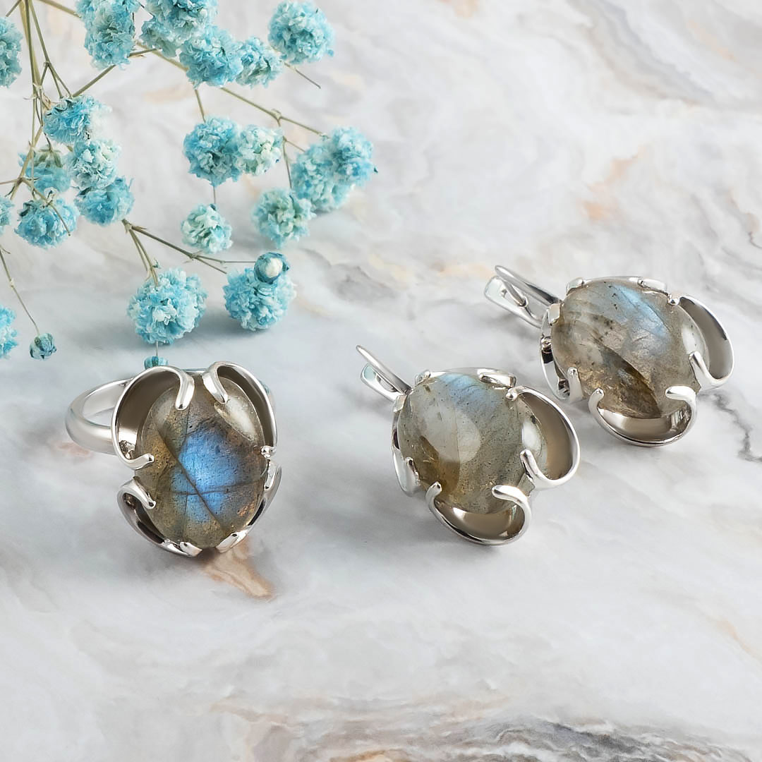 1231R Лабрадор Серьги (Ag 925)