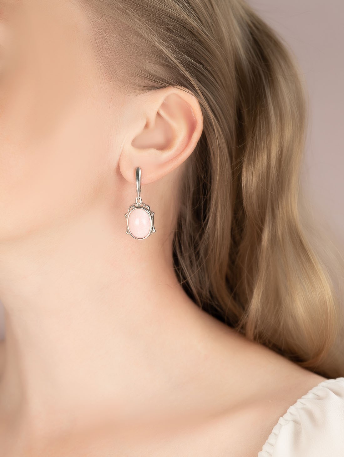 1564R Коралл Серьги (Ag 925)