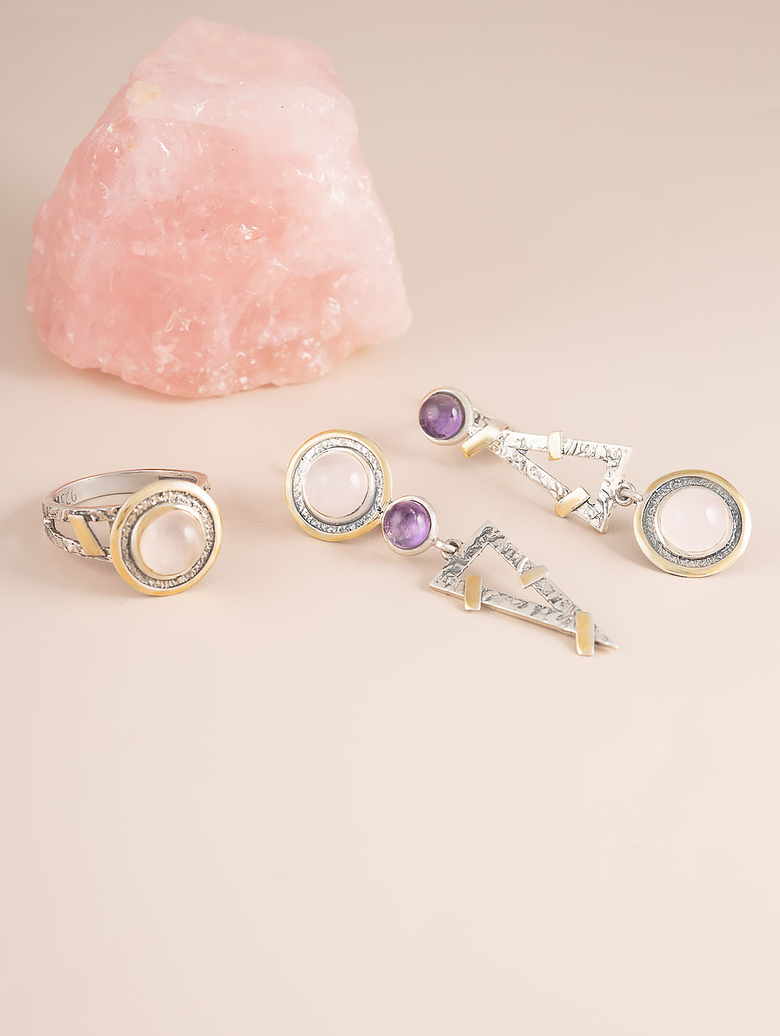 Rrr1184z Роз.кварц Кольцо (Ag_925)